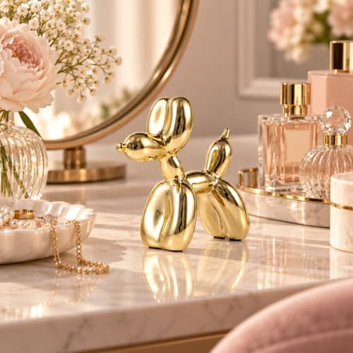 Gold Balloon Dog Decor,Gold Room Decors,Balloon Animal Preppy Room Shelf Decor,Cute Statue Home Decors,Bedroom Modern Sculpture Desk Decoration,Golden Decorations Figurines - Image 5
