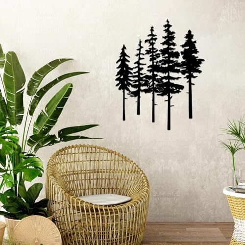 ESTART Metal Pine Tree Wall Art, Metal Tree Wall Decor - Image 2