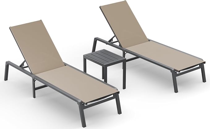 Ciokea Aluminum Foldable Lounge Chairs Set of 2 by CIOKEA