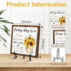 Rustic Farmhouse Decor, Sunflower Wooden Sign for Home Office Desk Shelf Tabletop Decor, Housewarming Gifts for Women Men (A05) - Image 2