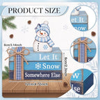 4 Pcs Snowman Christmas Decoration Blue Christmas Tabletop Signs - Image 3