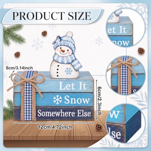 4 Pcs Snowman Christmas Decoration Blue Christmas Tabletop Signs - Image 3