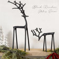 Christmas Decorations - Set of 2 Sculpted Black Metal Reindeer Statues by Unknown