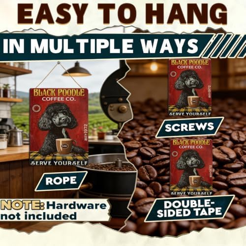 Retro Metal Tin Sign Coffee Company Black Poodle Sign For Outdoor & Indoor Wall Poster Home Bar Shop Decorations Coffee Vintage Sign Gift Poster 12x8 Inch - Image 6
