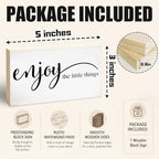3x5 Inspirational Wooden Block Sign, Enjoy the Little Things, Natural - Image 2