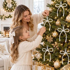 DIYDEC 18PCS Large Christmas Pearl Bow Ornament 7in Tree Hanging Decor - Image 5