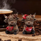 Hodao Christmas Highland Cow Coffee Resin Figurines,Xmas Farmhouse Decor for Tiered Tray, Tabletop, Mantel, Gift for Xmas Home Decoration - Image 6