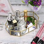 Hipiwe Mirror Glass Vanity Tray - Gold Ornate Makeup Organizer Perfume Tray - Image 7