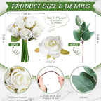 Zeyune 12 Bunches Wedding Bridesmaids Bouquets 144 Heads 7 Inch Artificial Rose Bouquets Silk Fake Flower Bulk with Stems for Proposal Anniversary Bridal Shower Home Party Decor(White) - Image 2