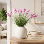 Ttranewsoo 12 Pcs 24 Inch Pink Artificial Muhly Grass, Realistic Faux Fountain Grass Stems for Outdoor Planters and Porch Pots, Fluffy Ornamental Grass for Patio, Vase and Garden Decor - Image 7