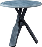 Pemberly Row Coastal Wood Side Table, Distressed Blue Finish, Tripod Base by PEMBERLYROW