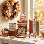 11 Pcs Fall Table Decorations Autumn Pumpkin Wooden Decorative Set Featuring Blessings Gratitude and Appreciation Sign for Thanksgiving Various Occasions Family Dining Kitchens Offices - Image 5