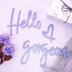 Blulu Hello Gorgeous Sign Wall Decor Wooden Words Minimalist Art, Purple - Image 4