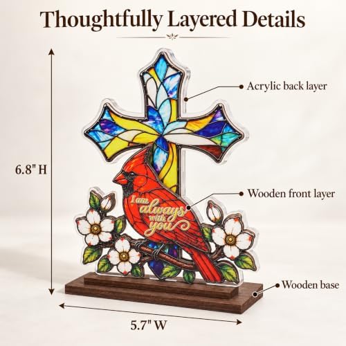 Christian Cardinal Memorial Gifts, Cardinal Decor Acrylic Plaque for Women - Image 2