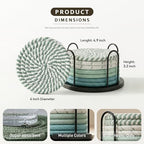 Lazebox Coasters Set of 8 for Drinks, 4 Inch Large Coasters for Coffee Table, Tabletop Protection for Hot & Cold Drinks, Versatile Coasters for Home Decor, Non-Slip & Easy to Clean, Mint Green - Image 4