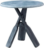 Pemberly Row Coastal Wood Side Table, Distressed Blue Finish, Tripod Base - Image 8