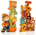 Fall Thanksgiving Table Decor 2 PCS Wooden Fall Scarecrow Turkey Decor by Unknown