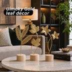 Gold Leaf Home Decor Set - Metal Leaves Statues, Modern Artistic Sculptures for Living Room, Office, Shelf & Home Decorative, Handmade 3D Botanical Accents (Fall Decor) - Image 2