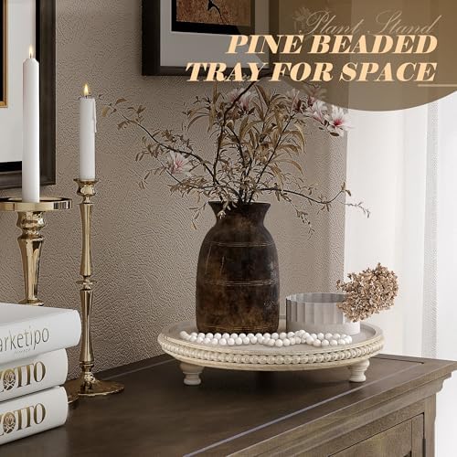 EOSAHR Beaded Round Display Riser for Bathroom Sink Decor, Light Natural - Image 4