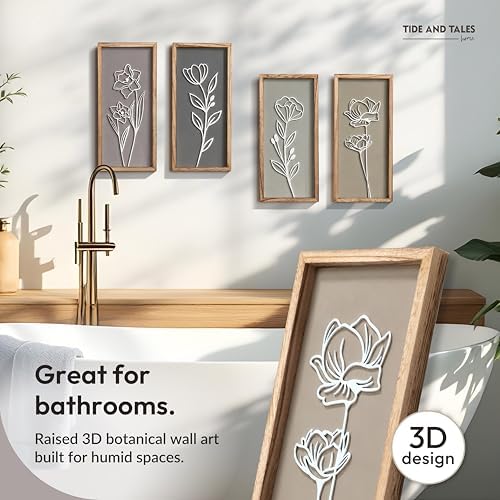 Tide and Tales 3d Framed Wall Art, Set of 4, Floral Boho Wall Decor - Image 5