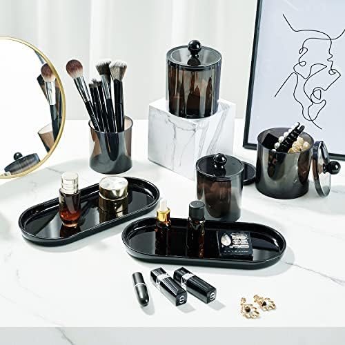 SheeChung Acrylic Vanity Tray, Bathroom Makeup Organizer Countertop, Black - Image 4