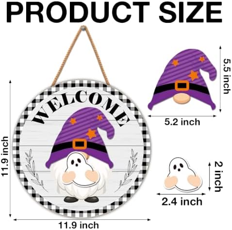 Interchangeable Gnome Welcome Sign Halloween Fall Porch Decor - Image 2