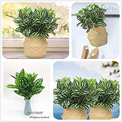 CATTREE Artificial Shrubs, Plastic Plants Speckle Grass Fake Green Bushes Greenery Leaves Wedding Indoor Outdoor Home Garden Verandah Office Table Centerpieces Arrangements Decoration 4 pcs - Image 3