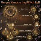 Witch Bells for Door Knob for Protection, 2 Pack Handmade Witch Bells 13.5 & 12.2 Inch with Brass Bells and Spell Jars, Vintage Boho Witchy Decor Witchcraft Supplies Wiccan Gifts for Home Wall Door - Image 4