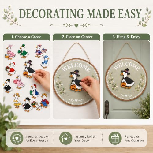 Halloween Door Decor, Goose Decor Interchangeable Welcome Sign, Front Door Goose Door Hanger, Seasonal Interchangeable Welcome Home Sign, Welcome Sign Front Door Decor - Image 5