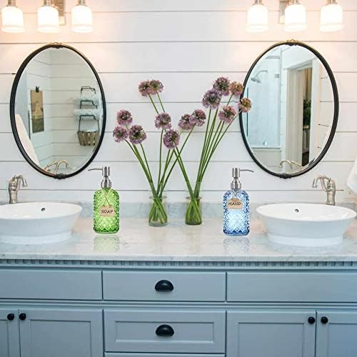 16oz Diamond Pattern Glass Soap Dispenser with Rust Resistant Pump - Image 6