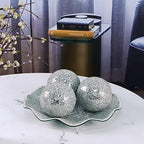 MDLUU 4" Decorative Orbs, Mosaic Sphere Balls, Centerpiece Balls for Bowls, Vases, Dining Table Decor, Pack of 3 (Silver) - Image 5