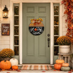 Interchangeable Welcome Sign for Front Door with 4 Seasonal Wreath and 14 Changeable Icons, Bless This Home for Spring Summer Fall Winter All Seasons Holiday, Rustic Round Wood Wreath Door Decoration - Image 6