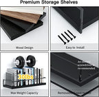 Shario Black Floating Shelves - Set of 2, Wall Mounted Hanging Shelves with Black Towel Rack, Decorative Storage Shelves for Bathroom, Kitchen, Living Room & Bedroom - Image 6