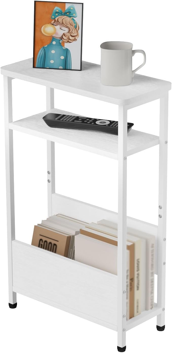 THUMEYE 7.1" Narrow Side Table for Small Spaces, 3 Tier Small End Table by THUMEYE