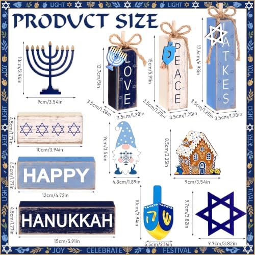 11 Pcs Hanukkah Wooden Tiered Tray Decor Chanukah Tabletop Signs - Image 4