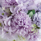 TKAS Fake Flowers Arrangement in Ceramic Vase, Artificial Faux Silk Hydrangea, Small Realistic Dried-Style Floral Centerpiece for Dining Table, Wedding Party Home Decoration (Purple) - Image 2