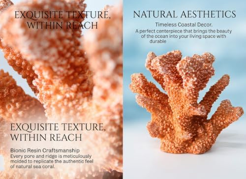 Resin Coral Sculpture, 7.1-Inch Coastal Home Decor - Image 2