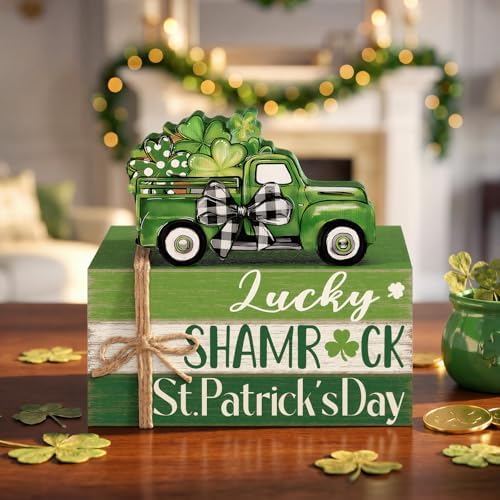 Geelin 4 Pcs St. Patrick's Day Table Decoration Wooden Book Stack Signs by Geelin