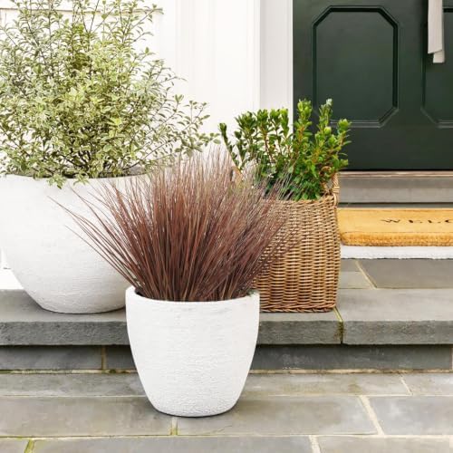 20Pcs Artificial Onion Grass Fake UV Resistant Outdoor Shrubs Plants Flowers Greenery Stems Faux Wheat Grass for Garden Window Box Porch Decor Home Red - Image 5