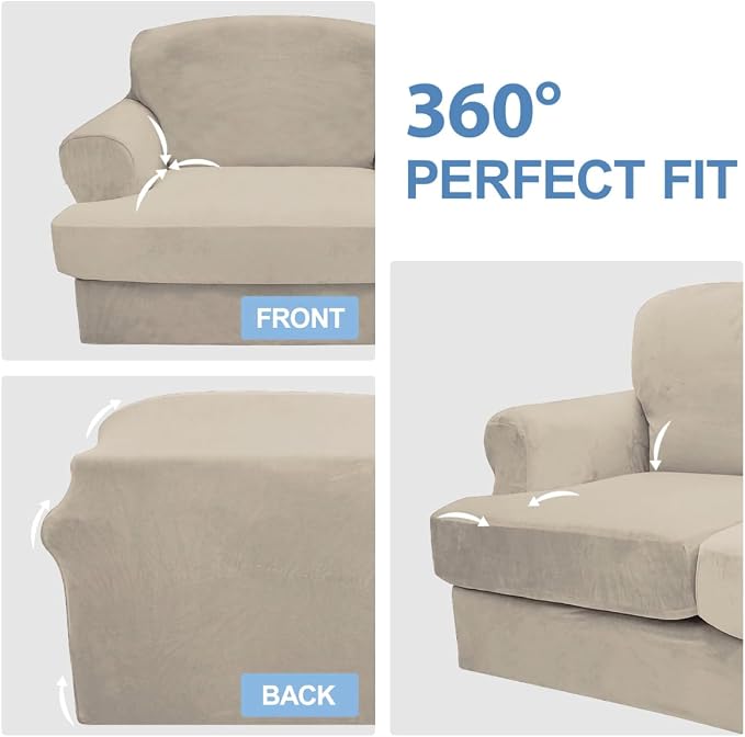 CUCRAF T Cushion Sofa Cover 4 Piece Slipcovers, Soft Thick Velvet Couch Cover - Image 6