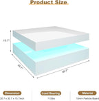HedoAjim LED Coffee Table for Living Room, Living Room Table 2-Tier Square - Image 2