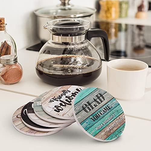 Funny Coasters - House Warming Gifts New Home - Housewarming Gifts for Women, Men, Couple, New Homeowner - Farmhouse Bar Coasters for Drinks with Holder - First Apartment Essentials - Image 6