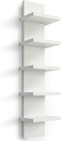 Homaterial 5 Tier Wall Shelf Unit, Small White Vertical Floating Shelf-Narrow by Homaterial