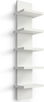 Homaterial 5 Tier Wall Shelf Unit, Small White Vertical Floating Shelf-Narrow by Homaterial