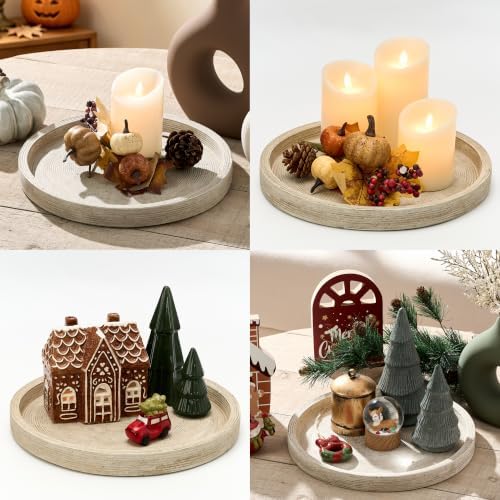 Vanselia Decorative Table Tray Round Trays Home Decor Cement (11.8" Retro) - Image 2