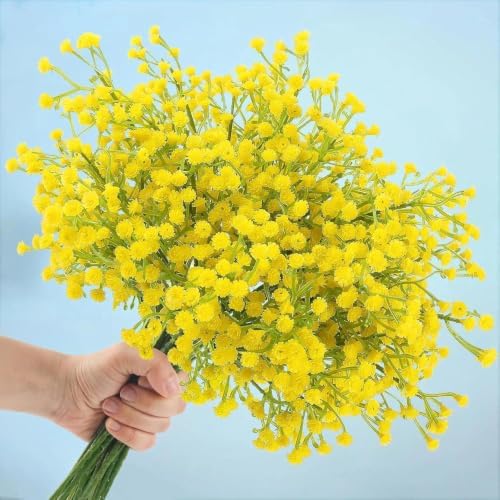 N&T NIETING Babys Breath Artificial Flowers Bulk, 15Pcs, Yellow by NTNIETING