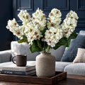 Ttranewsoo Hydrangea Artificial Flowers,Fall Hydrangeas Artificial Flowers, Fake Fall Dried Hydrangea Decoration,Faux Silk Flower with Stems Winter Decor Without Vase White 8PCS by Ttranewsoo
