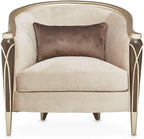 Michael Amini Villa Cherie Brown Side Chair Porcini Velvet Upholstery Solid & - Image 4