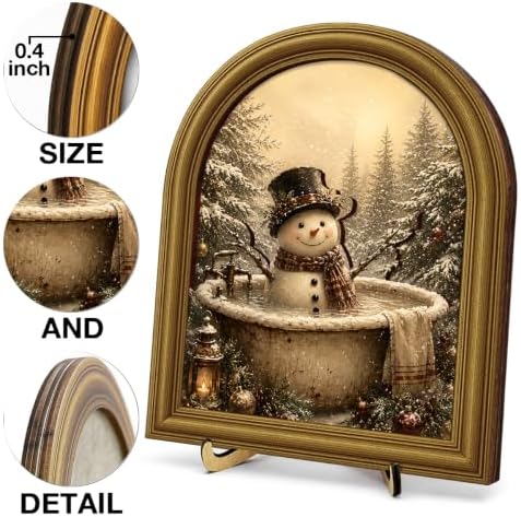 Christmas Bathroom Decor Vintage Winter Snowman Wall Art Sign Table Decor - Image 3