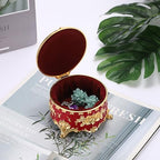 Hipiwe Small Vintage Jewelry Box Trinket Organizer Engraved Rose Pattern - Image 3